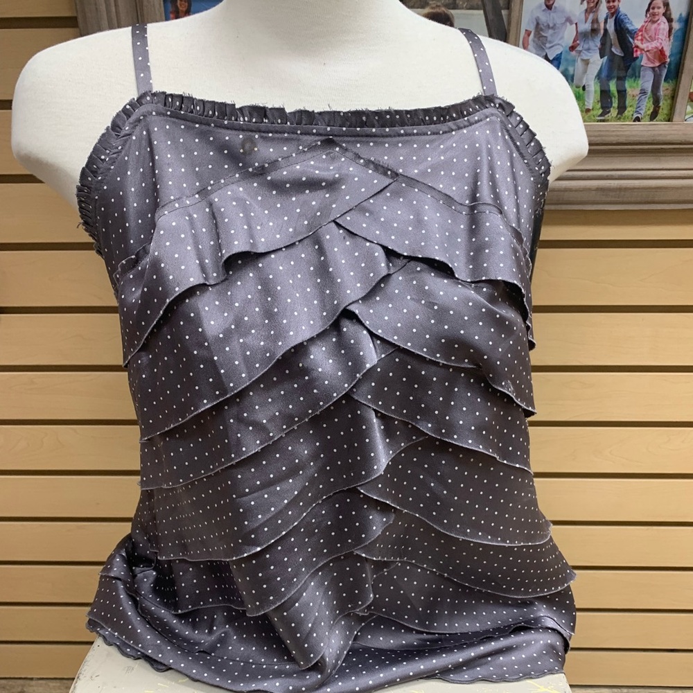 EUC womens MIXIT grey spaghetti strap satin top L